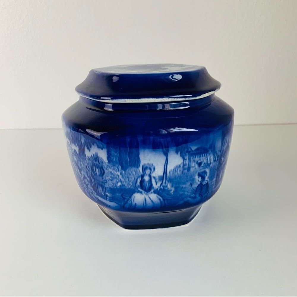 VTG Flo Blue Hexagonal Lidded Jar‎